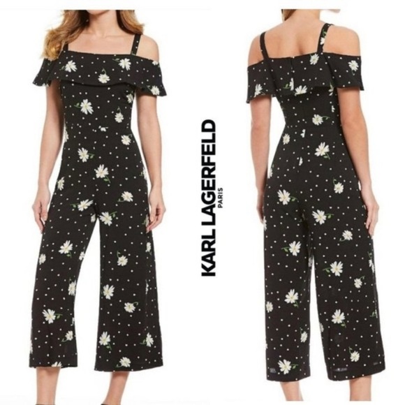 Karl Lagerfeld Pants - Karl Lagerfeld Black Daisy Jumpsuit